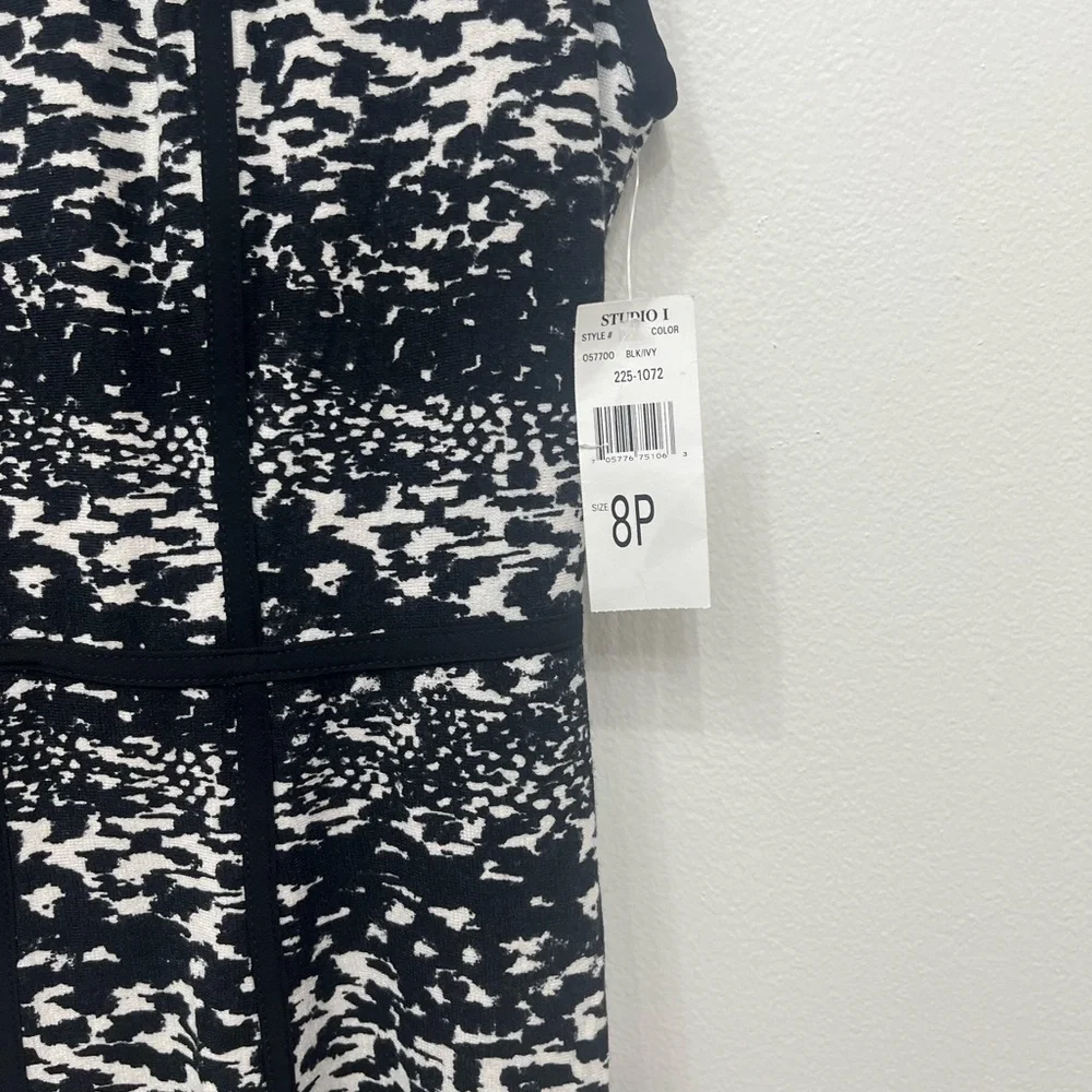 NWT Studio I Black and White Abstract Mini Dress 8P - Picture 2 of 7